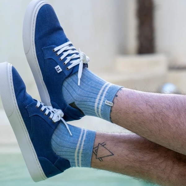 light blue mid-cut socks
