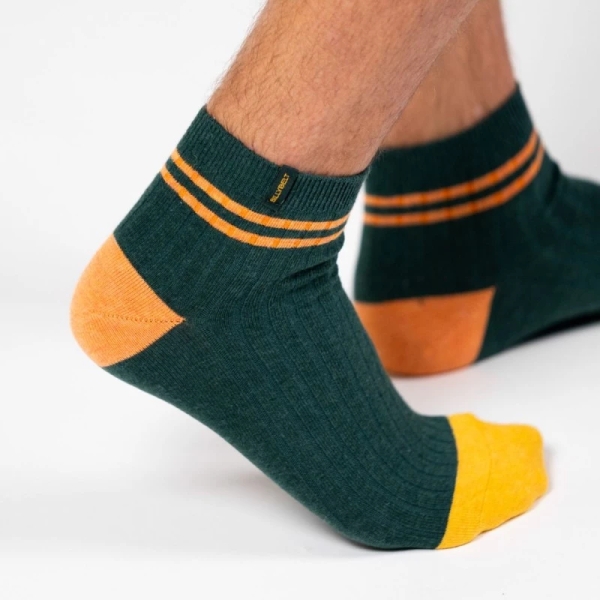 green mid-cut socks