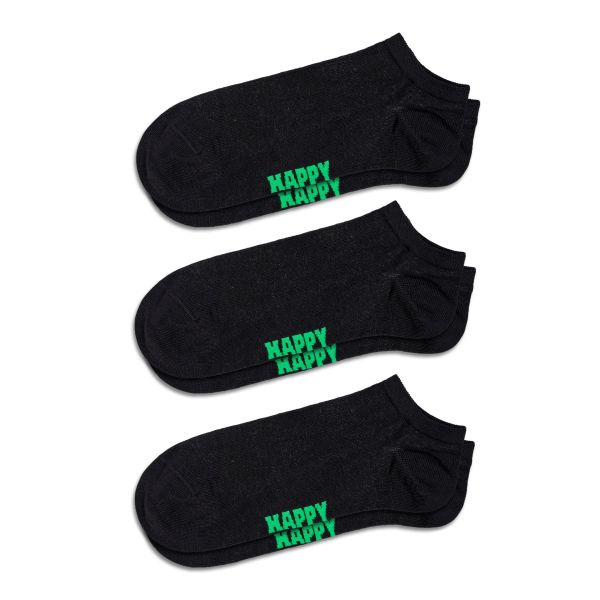 3-pack solid black low socks