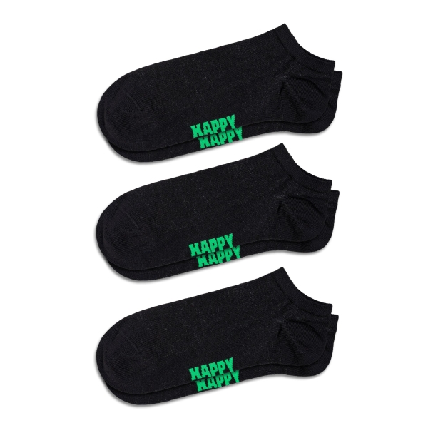 3-pack solid black low socks