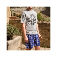 pijama curt quadres blau