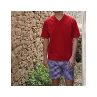 pijama curt quadres multicolor