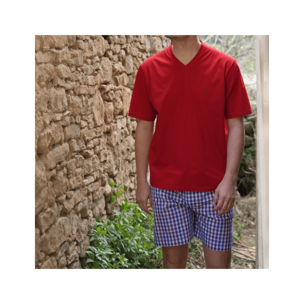 pijama curt quadres multicolor