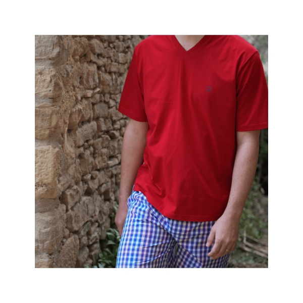 pijama curt quadres multicolor