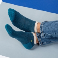 turquoise and navy stripe low socks