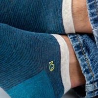 turquoise and navy stripe low socks