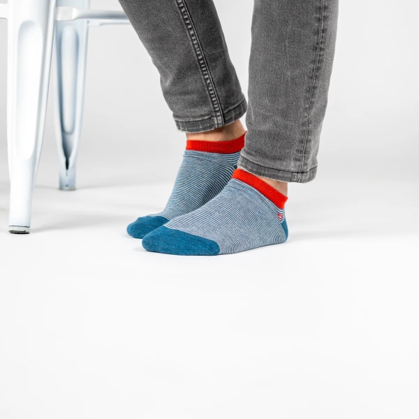 blue and white stripe low socks