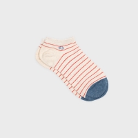 beige and red stripe low socks