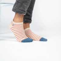 beige and red stripe low socks