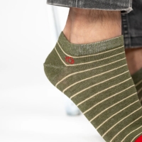 khaki and beige stripe low socks