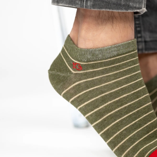 khaki and beige stripe low socks