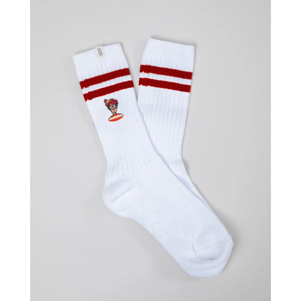 where's wally ribbed socks white